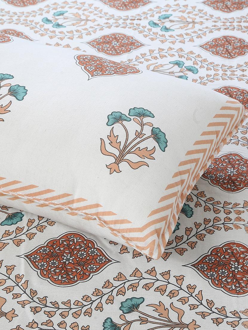texstylers cotton floral print jaipuri 90 x 100 inches double bedsheet with 2 pillow covers - 21027145 - Standard Image - 3
