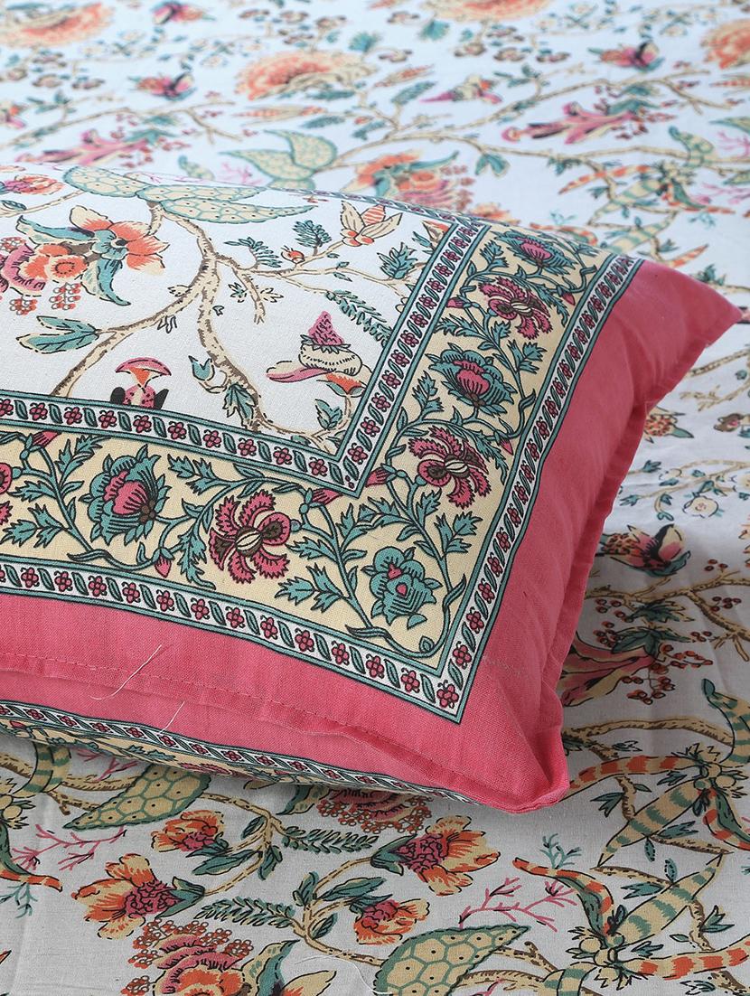texstylers cotton floral print jaipuri 90 by 100 inches queen size bedsheet with 2 pillow covers - 21027147 - Standard Image - 3