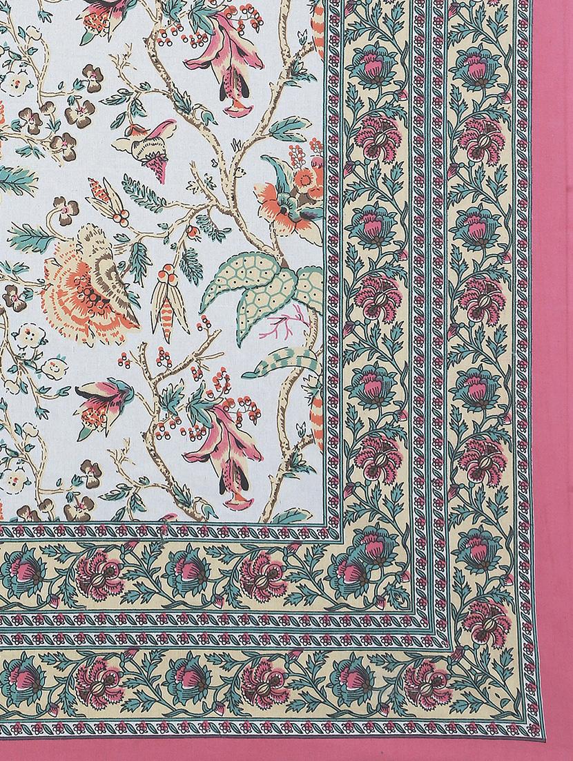 texstylers cotton floral print jaipuri 90 by 100 inches queen size bedsheet with 2 pillow covers - 21027147 - Standard Image - 5