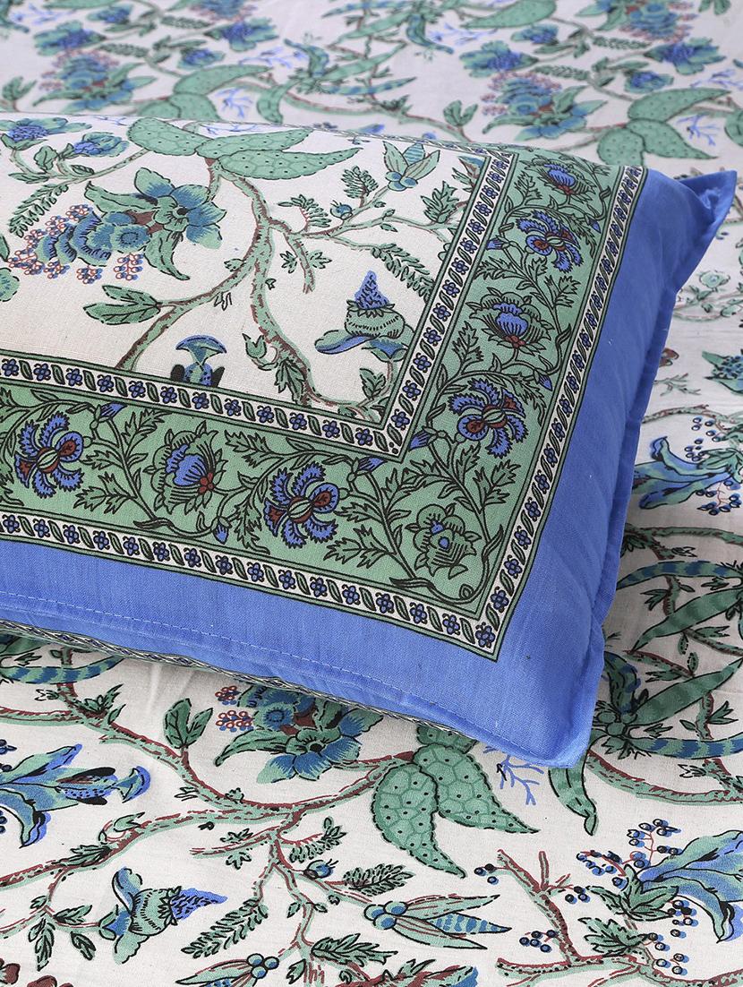 texstylers cotton floral print jaipuri 90 by 100 inches queen size bedsheet with 2 pillow covers - 21027148 - Standard Image - 3