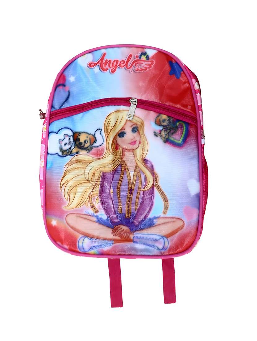 kids multi color backpack with girl and puppy print