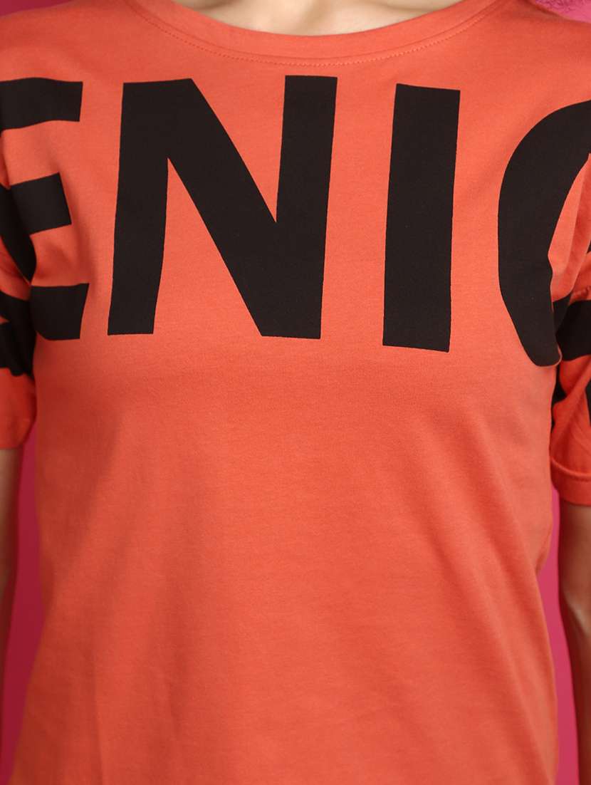 women orange typographic printed regular t-shirt - 21028898 -  Standard Image - 5