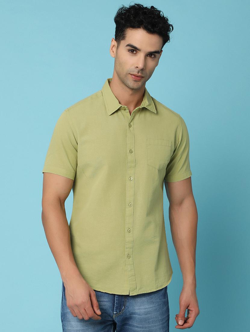 green cotton casual shirt - 21028910 - Zoom Image - 0
