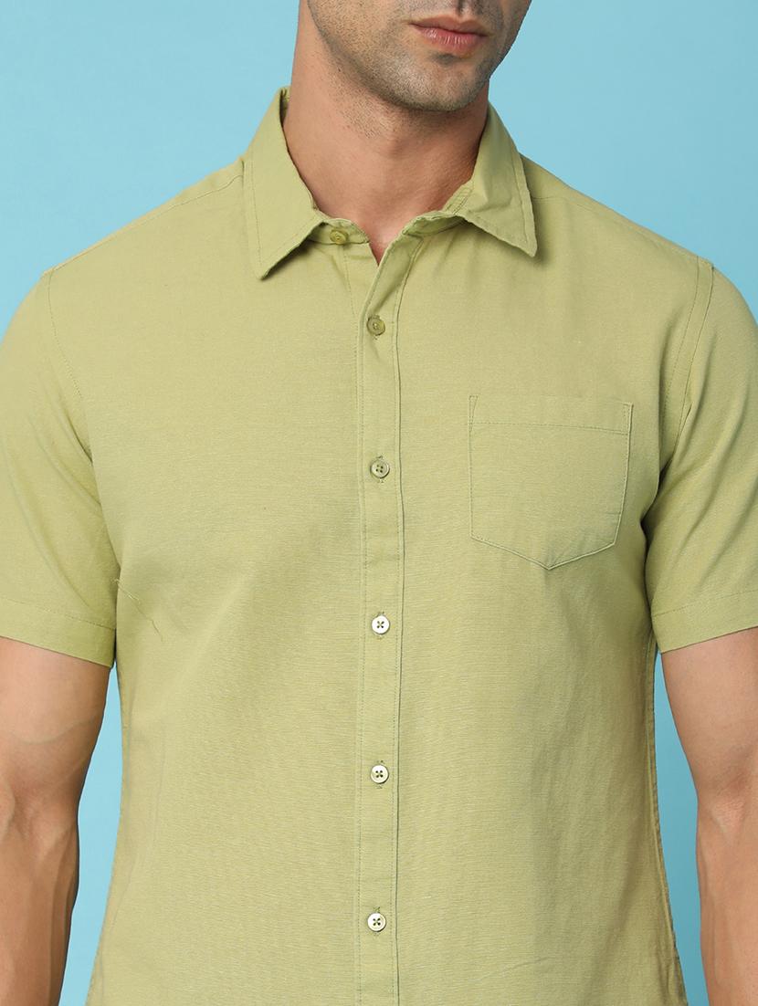 green cotton casual shirt - 21028910 - Standard Image - 5