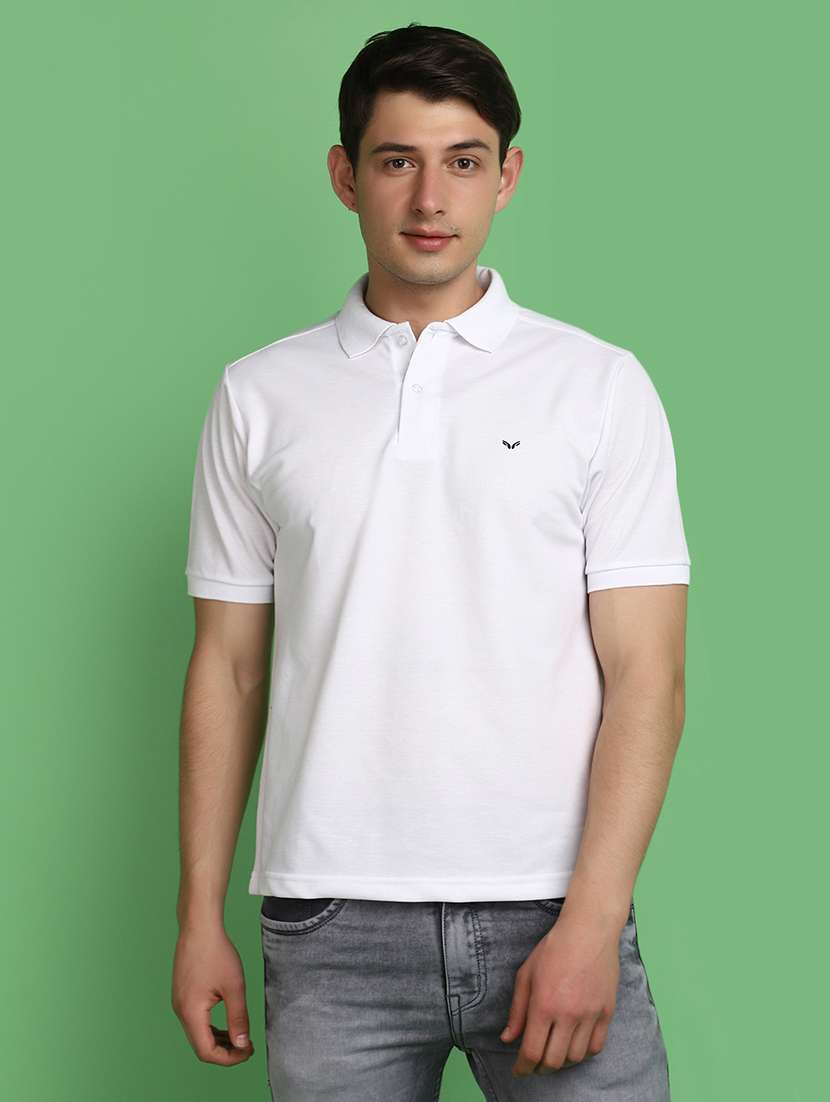 white cotton blend plain t-shirt