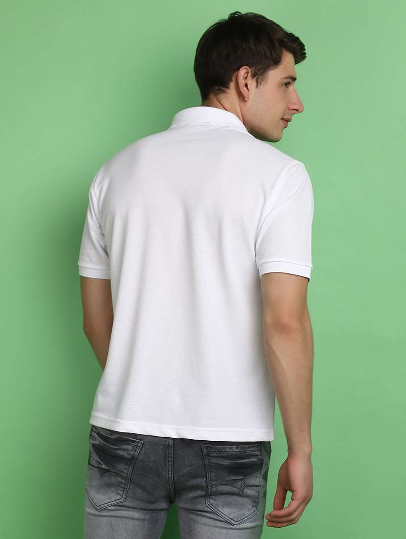 white cotton blend plain t-shirt - 21028936 -  Standard Image - 3