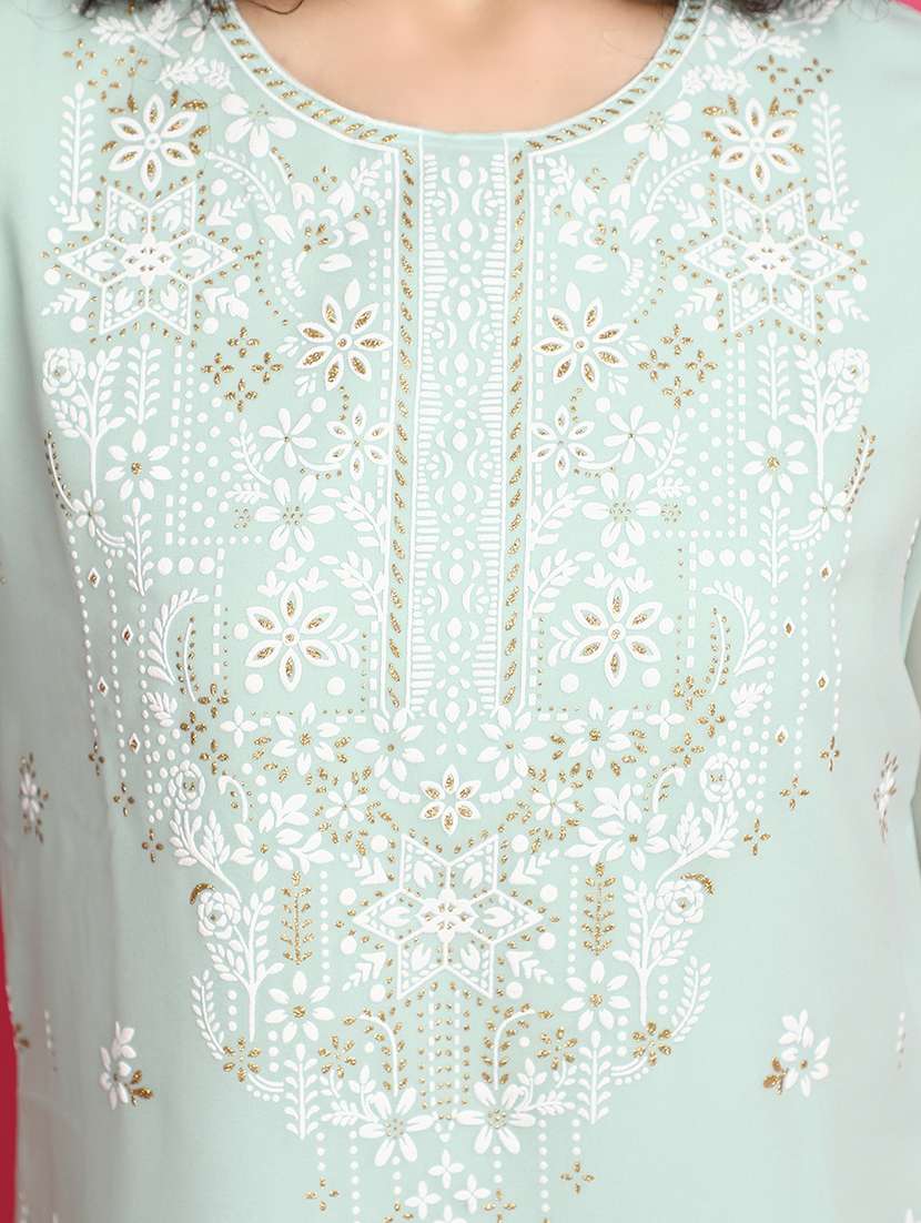 sea green self design suit set - 21029061 -  Standard Image - 3