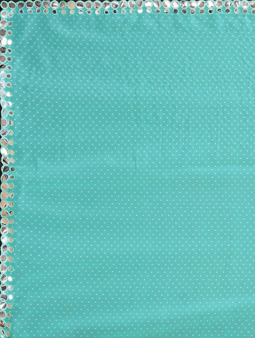turquoise self design saree with blouse - 21029186 - Standard Image - 3
