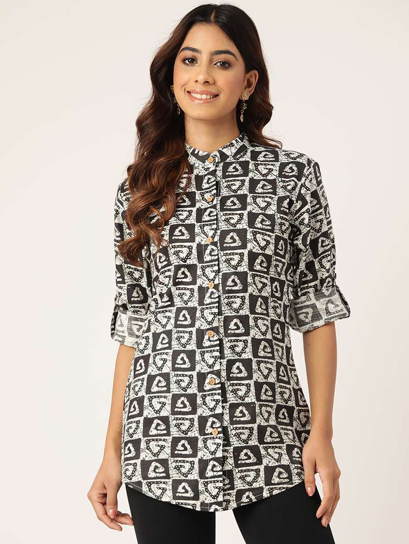 women shirt collar printed regular shirt