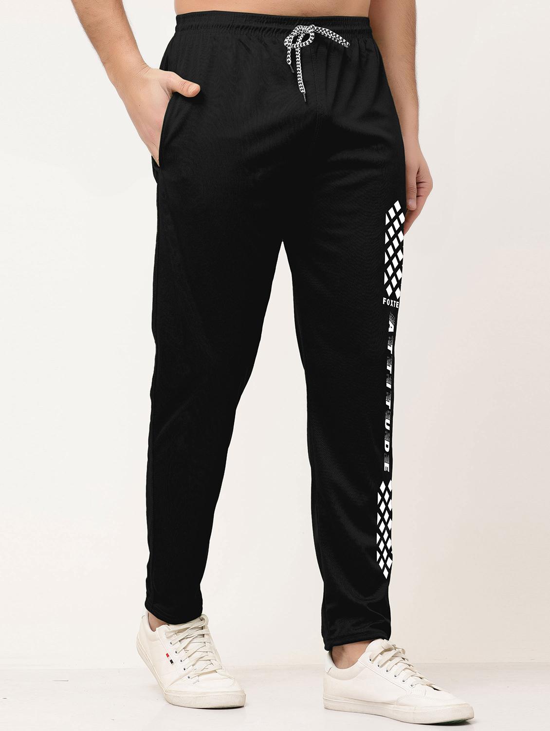 black polyester  full length track pant - 21029947 -  Zoom Image - 0