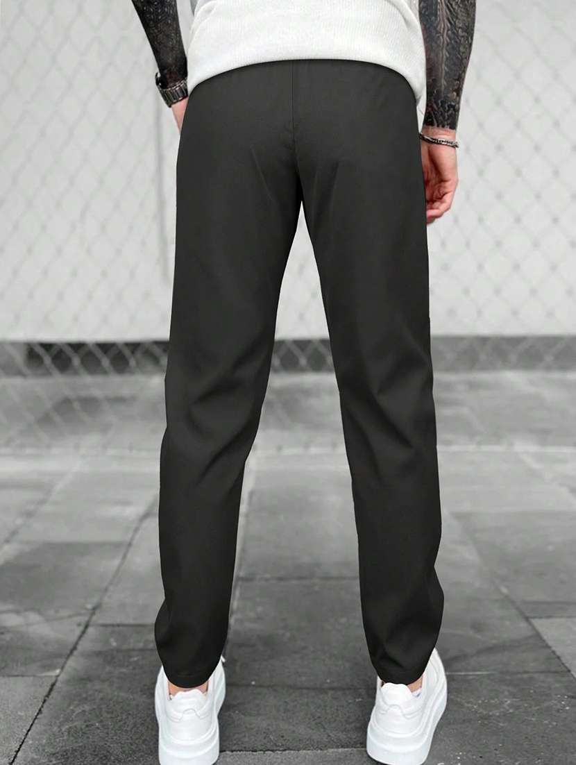 black polyester  full length track pant - 21029961 -  Standard Image - 3