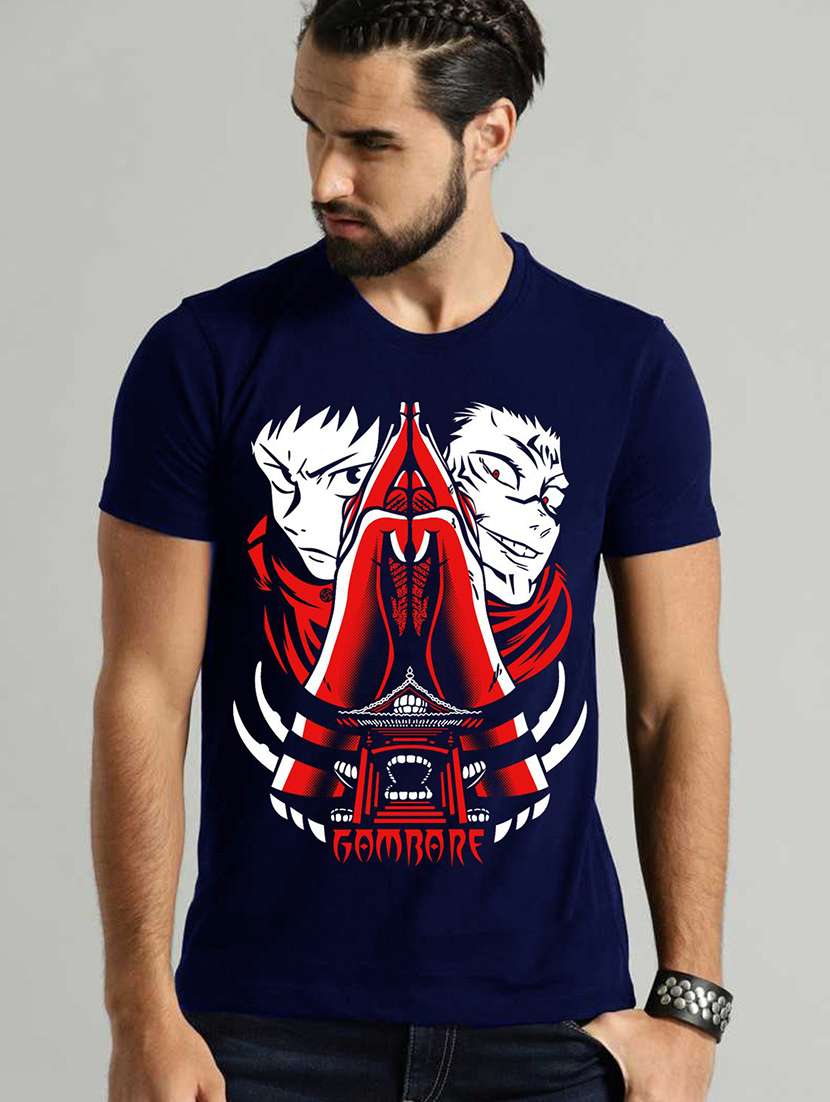 men round neck front print t-shirt - 21030253 -  Zoom Image - 0