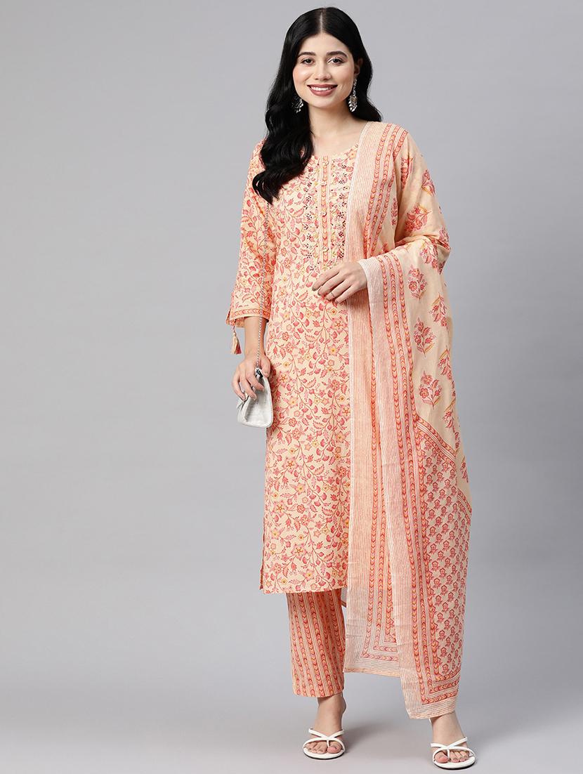 orange kurta pant set with dupatta - 21031179 - Zoom Image - 0