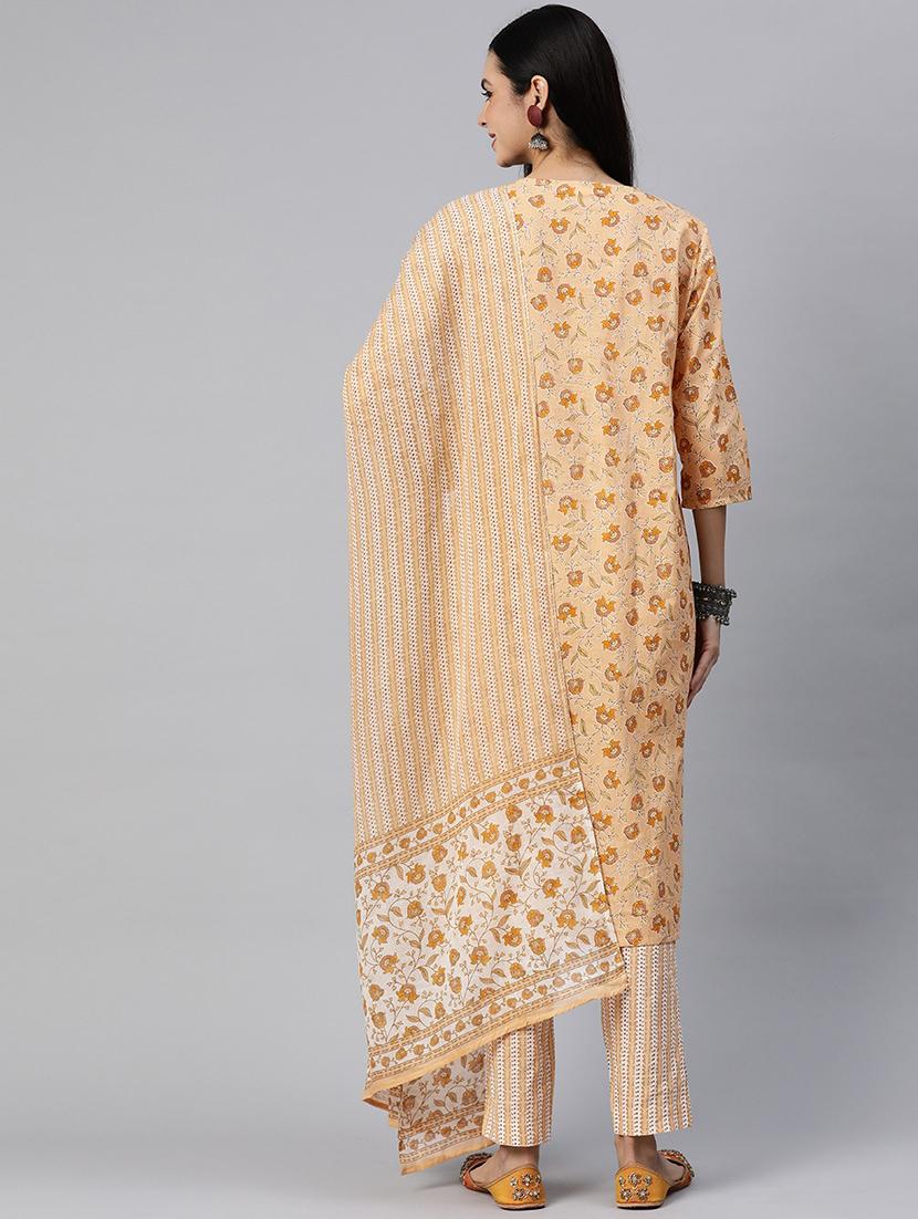 women three quarter sleeve kurta pant with dupatta set - 21031184 - Standard Image - 3