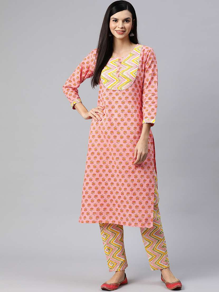 orange kurta pant set 