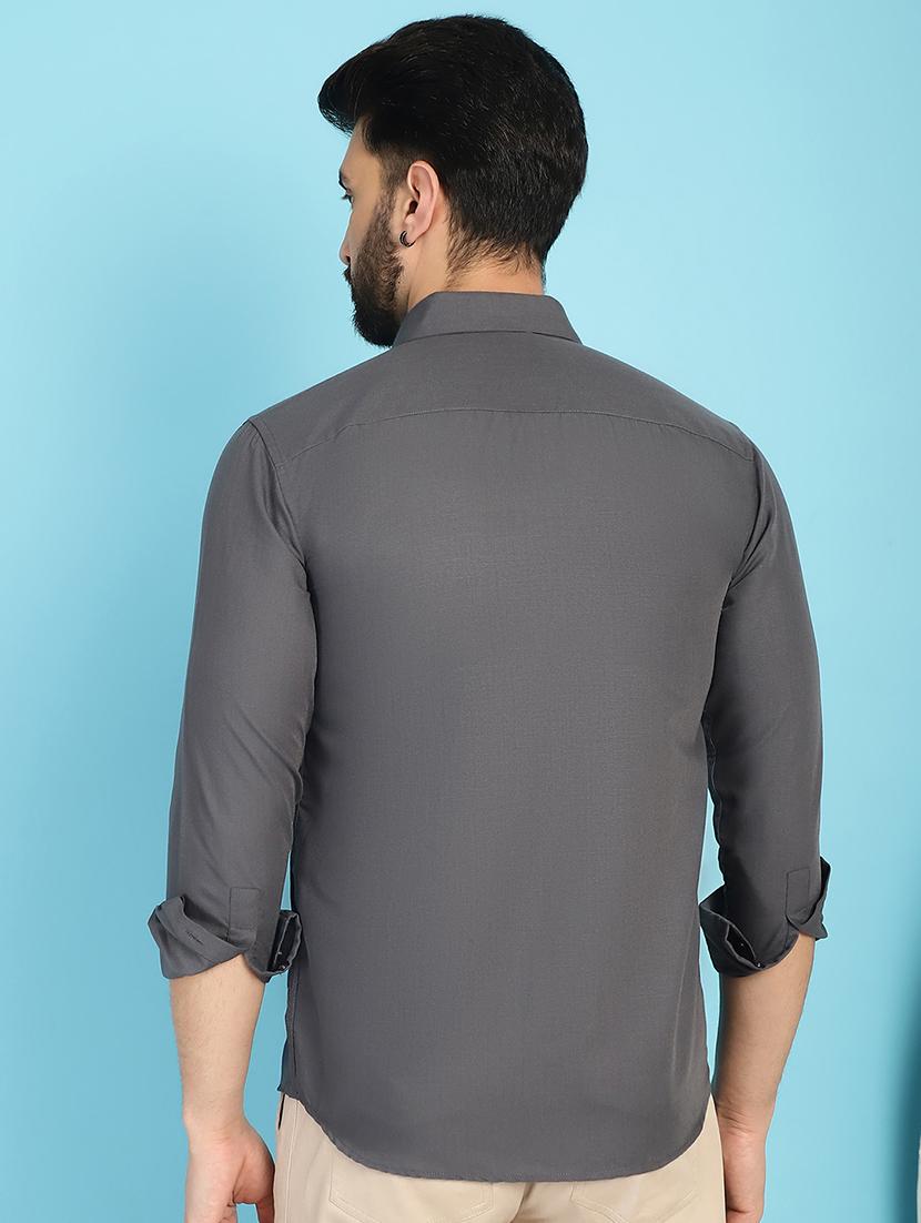 grey cotton casual shirt - 21031203 - Standard Image - 3