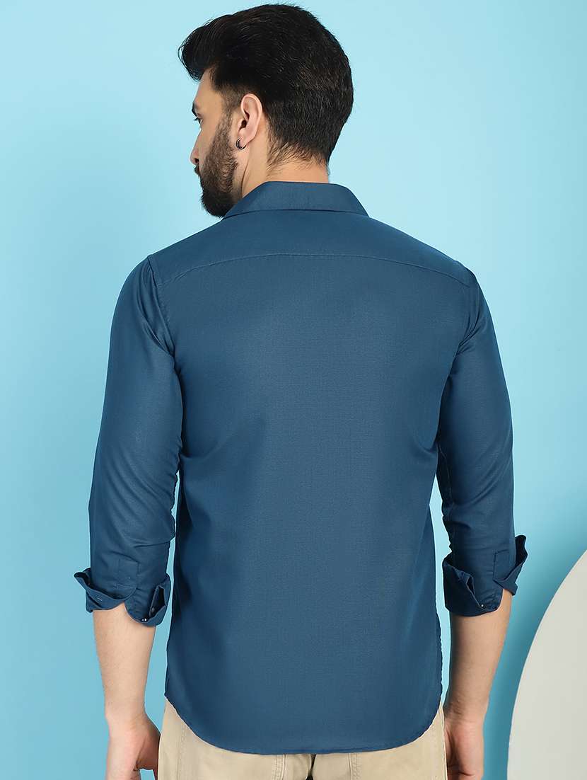 teal cotton casual shirt - 21031204 -  Standard Image - 3