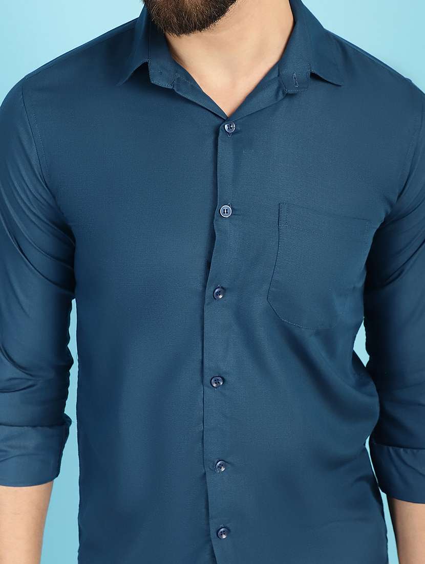 teal cotton casual shirt - 21031204 -  Standard Image - 5