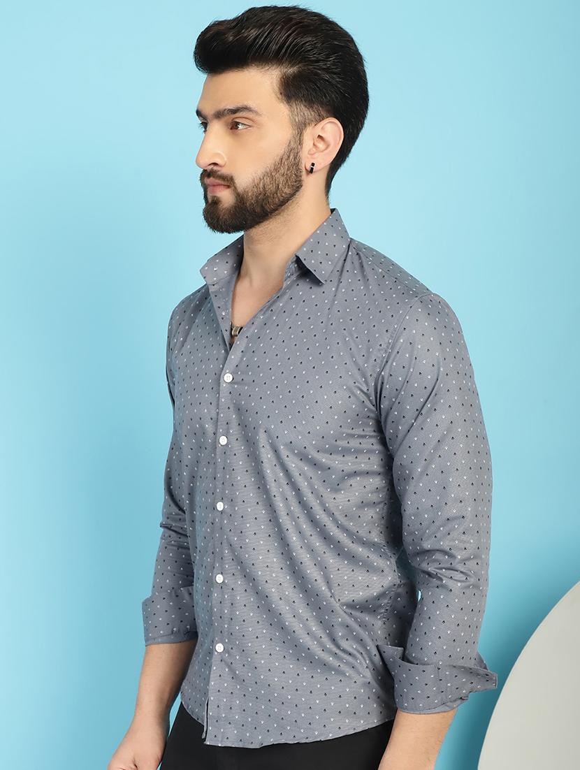 grey cotton casual shirt - 21031206 - Zoom Image - 0