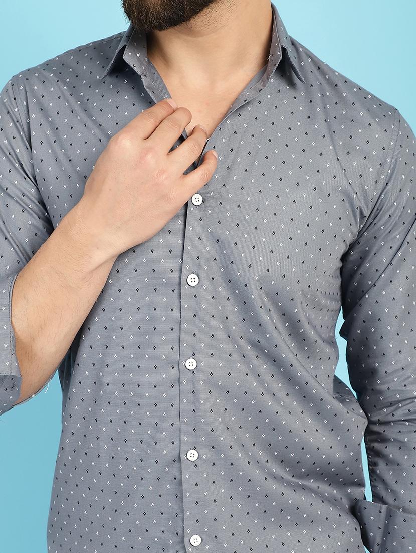grey cotton casual shirt - 21031206 - Standard Image - 5