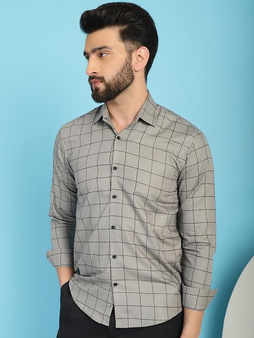 grey cotton casual shirt - 21031209 -  Standard Image - 0
