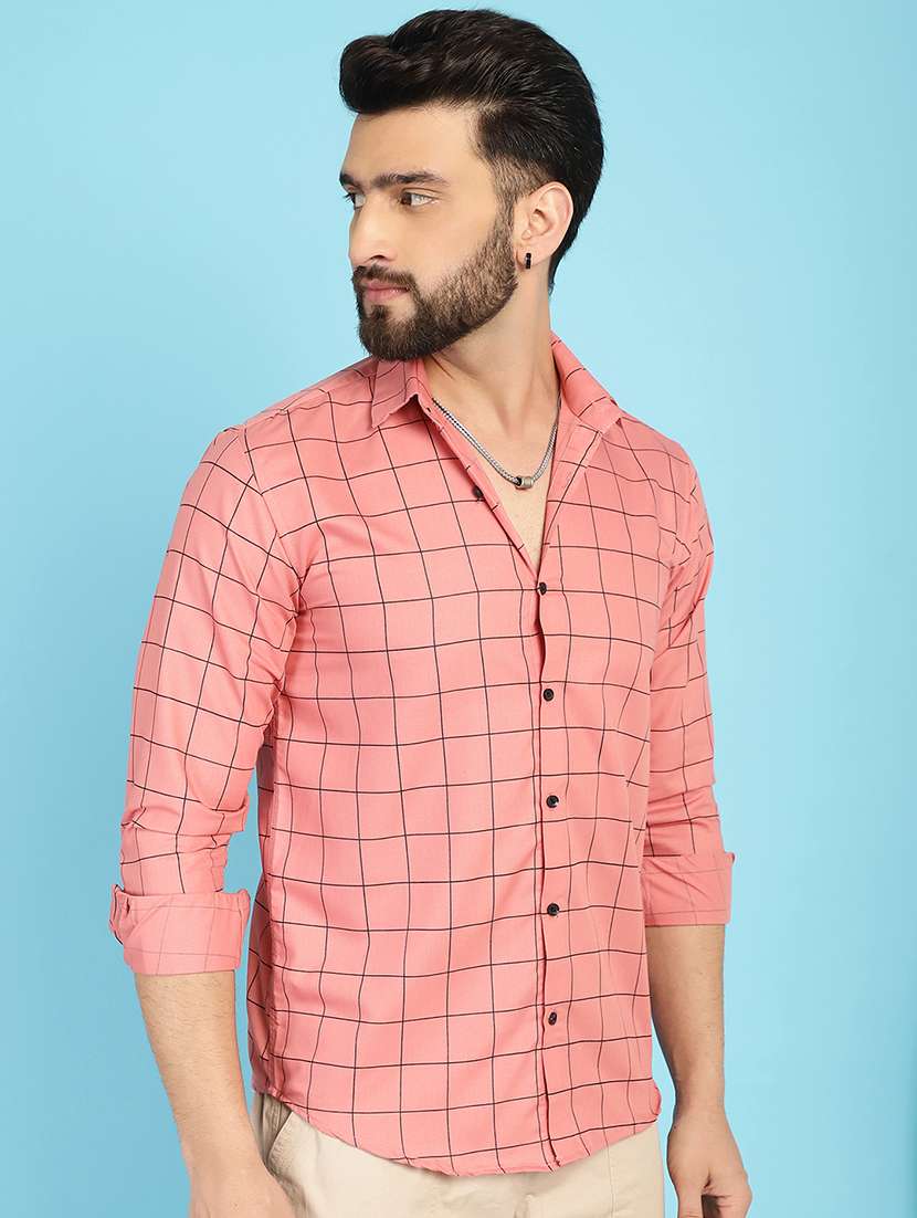 peach cotton casual shirt