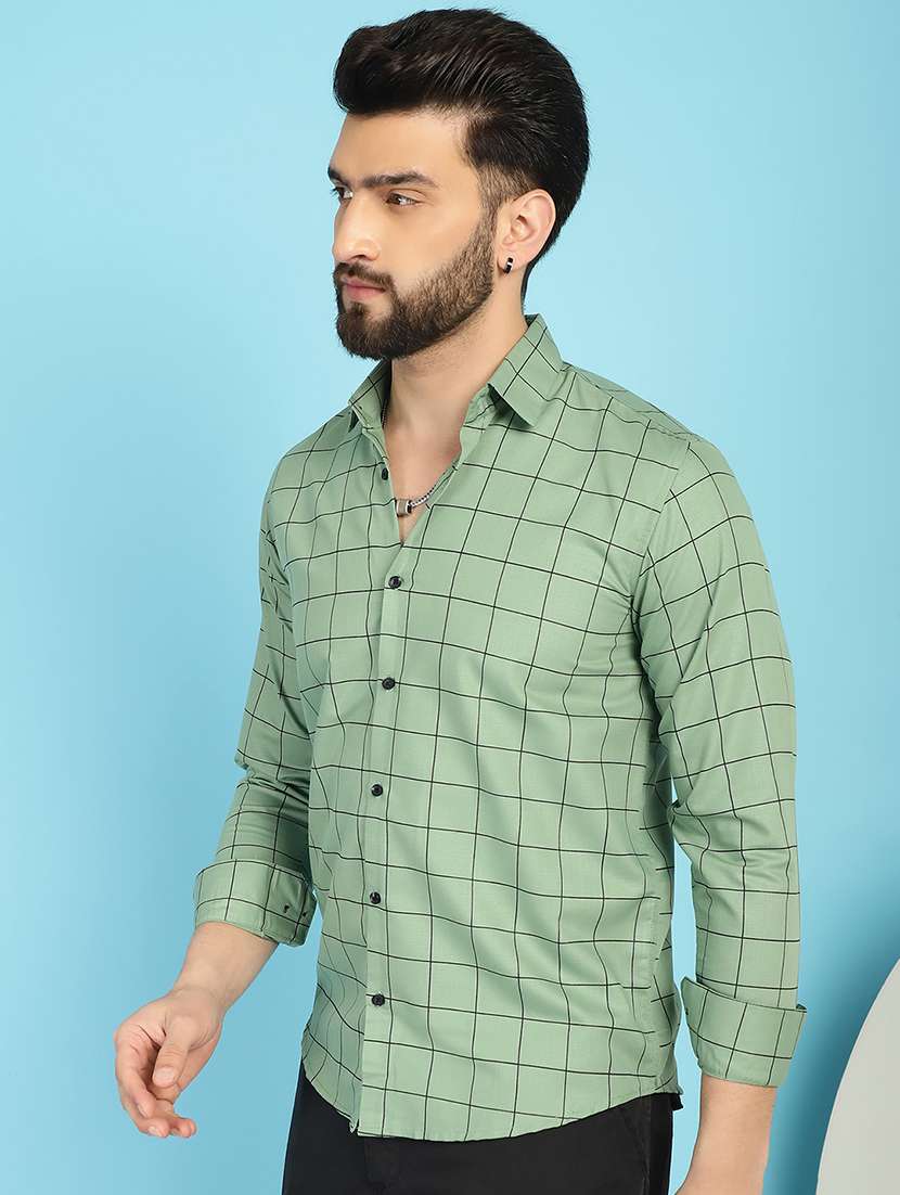green cotton casual shirt