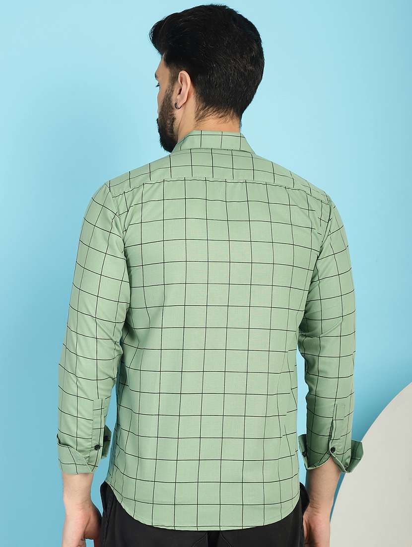 green cotton casual shirt - 21031211 -  Standard Image - 3