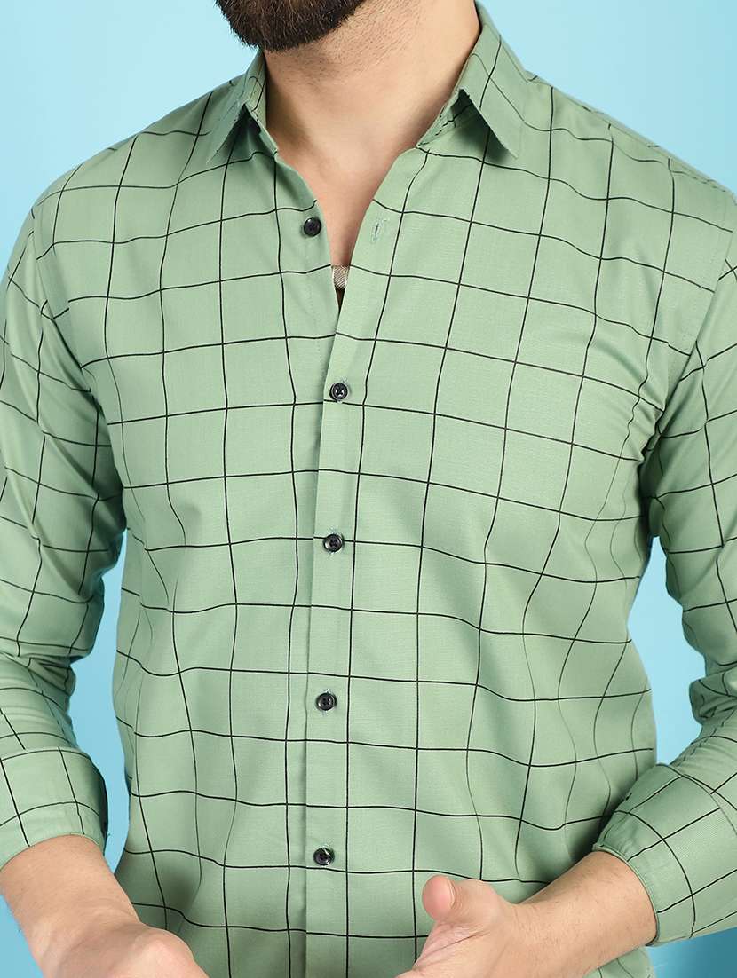 green cotton casual shirt - 21031211 -  Standard Image - 5