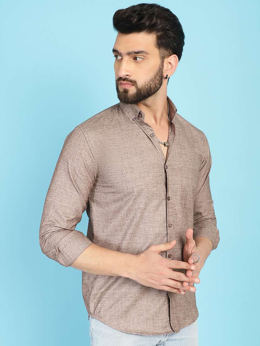 mauve cotton casual shirt - 21031212 - Zoom Image - 0