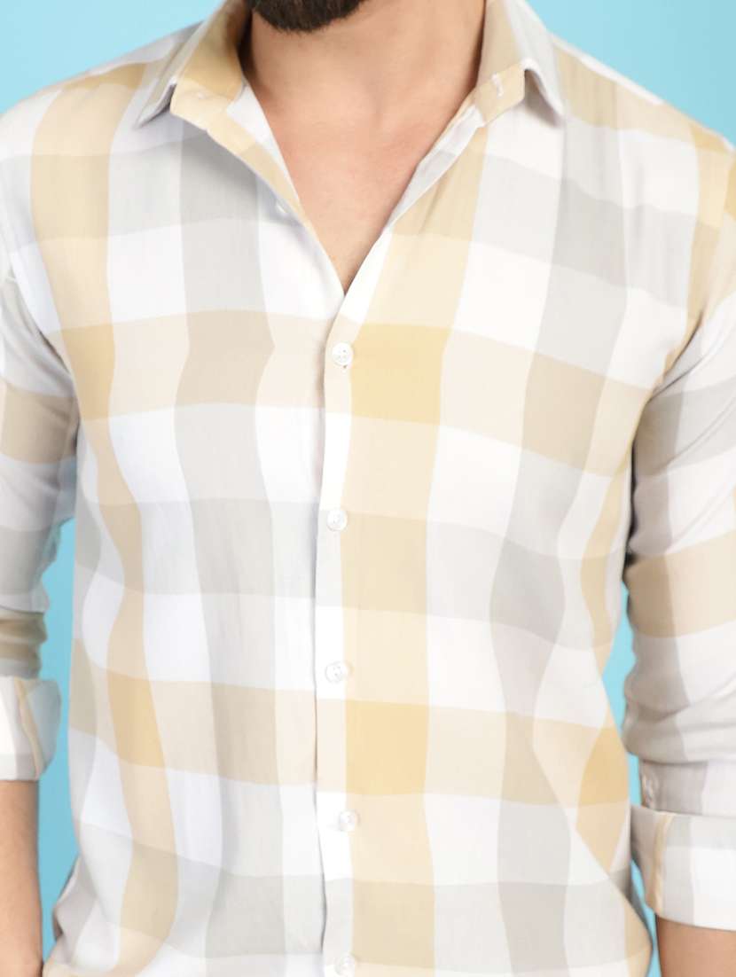 cream cotton casual shirt - 21031226 -  Standard Image - 5