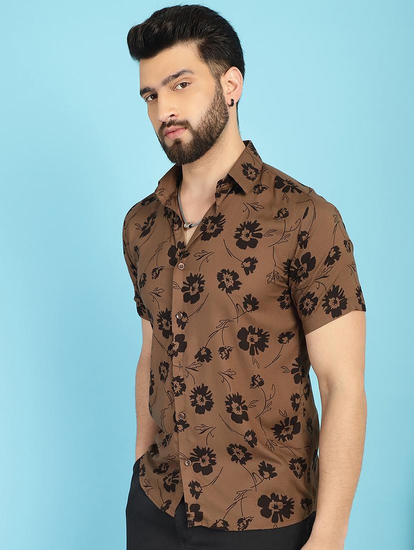 brown rayon casual shirt - 21031230 - Zoom Image - 0
