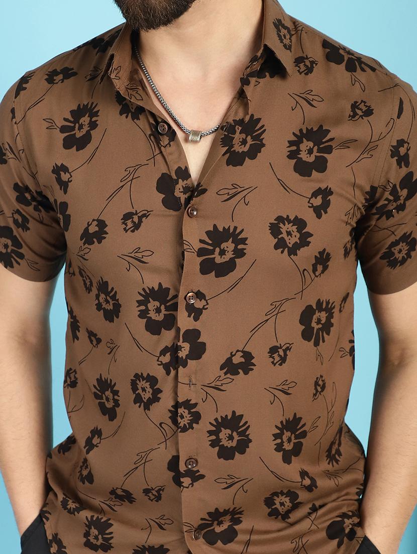 brown rayon casual shirt - 21031230 - Standard Image - 5