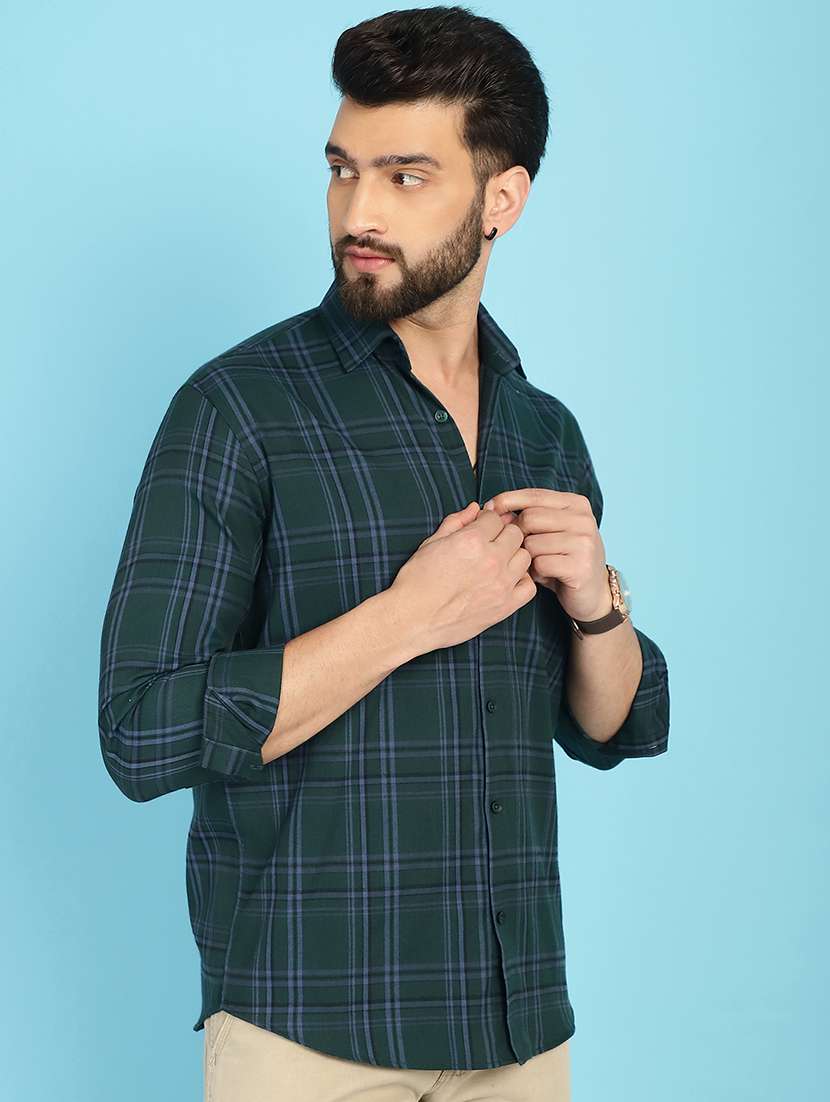 green cotton casual shirt