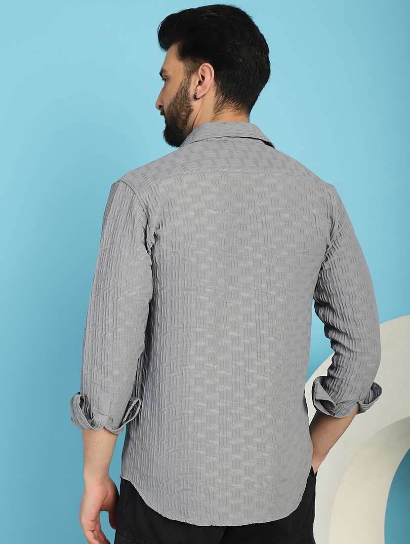 grey cotton blend casual shirt - 21031245 - Standard Image - 3