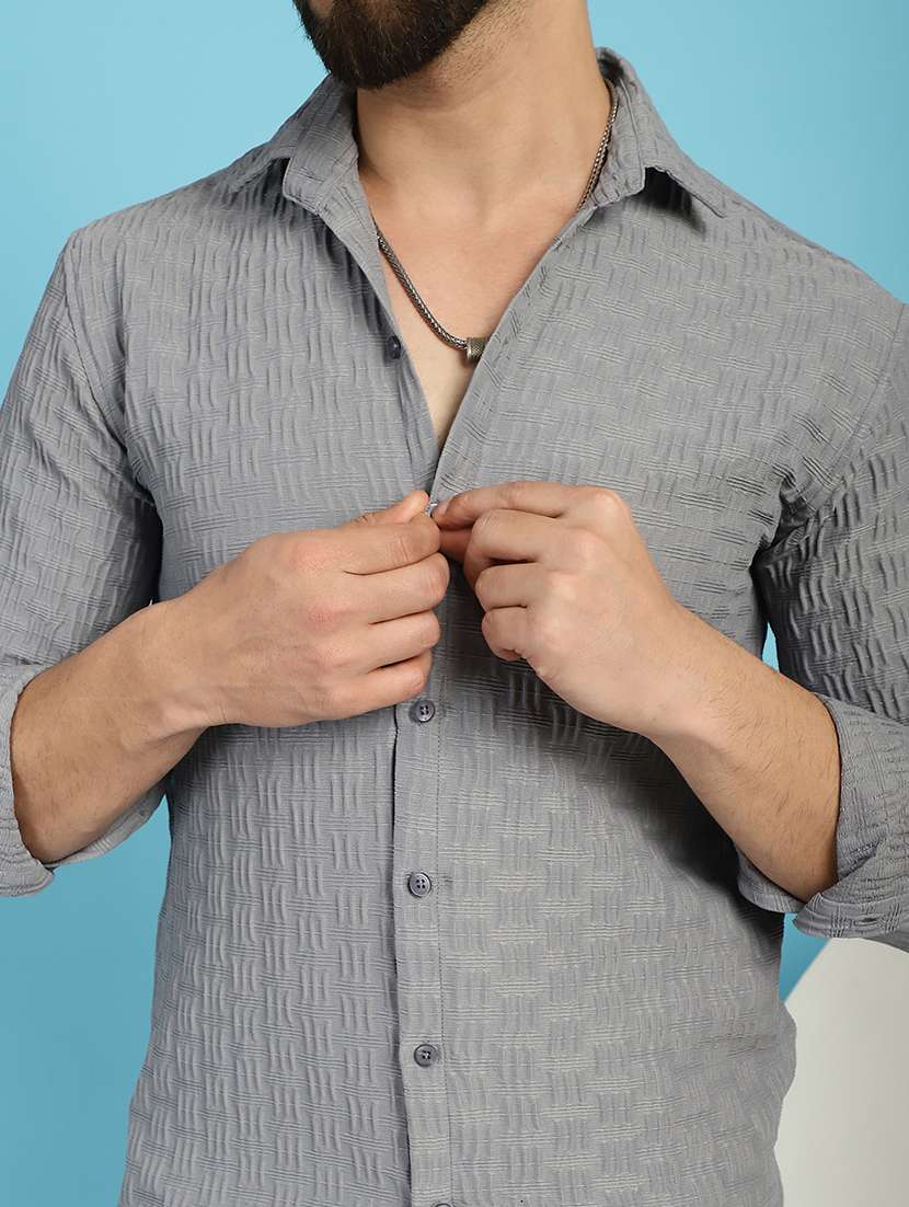 grey cotton blend casual shirt - 21031245 - Standard Image - 5