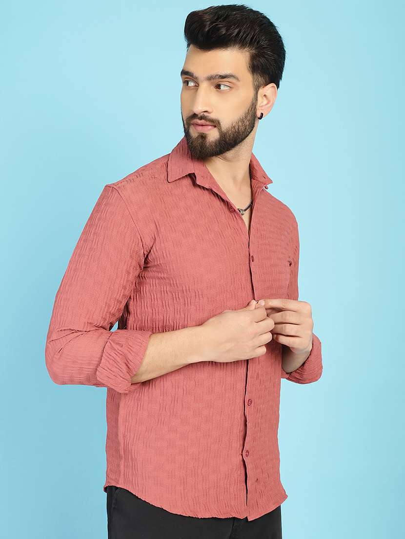 peach cotton blend casual shirt