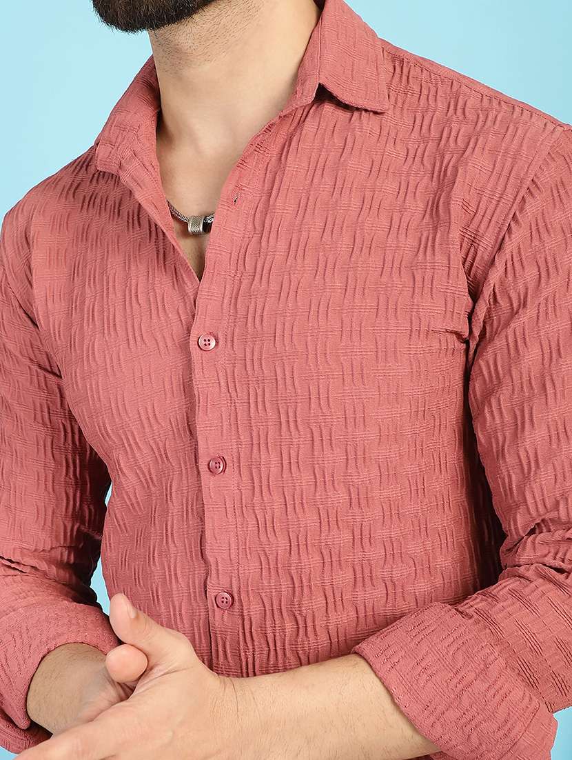 Peach Cotton Blend Casual Shirt - 21031246 -  Standard Image - 5