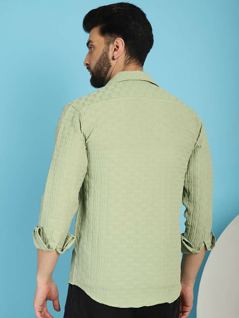 green cotton blend casual shirt - 21031247 -  Standard Image - 3