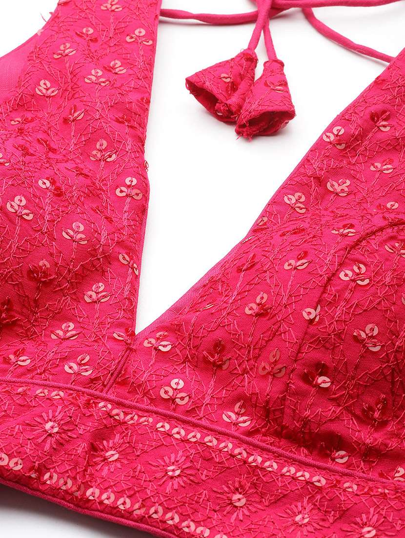 pink rayon embroidered blouse - 21031369 -  Standard Image - 3