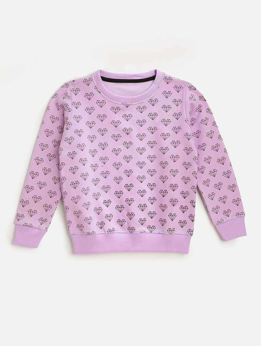 purple cotton all over print sweatshirt
