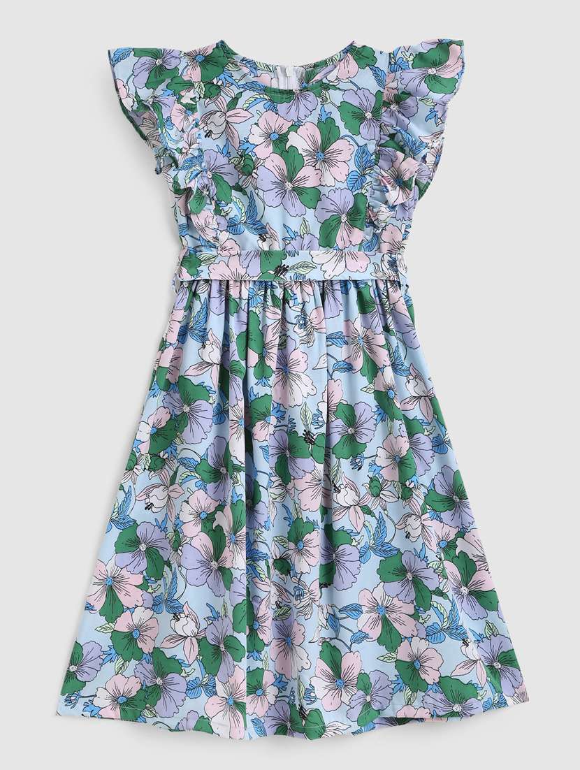 kids floral printed crepe frock