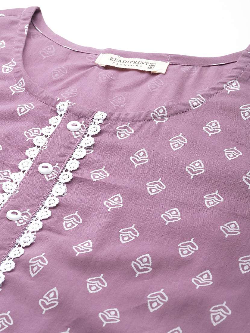 purple printed kurta pant set - 21031674 -  Standard Image - 5