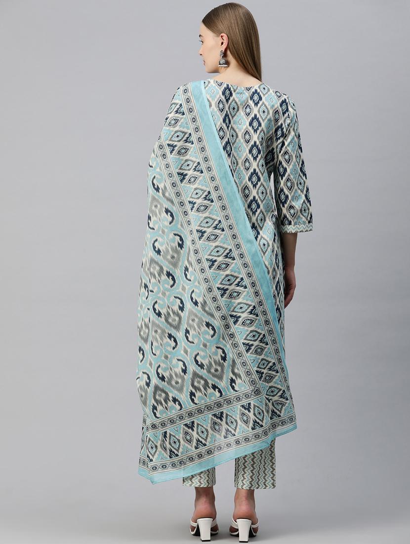 women three quarter sleeve kurta pant with dupatta set - 21031676 - Standard Image - 3