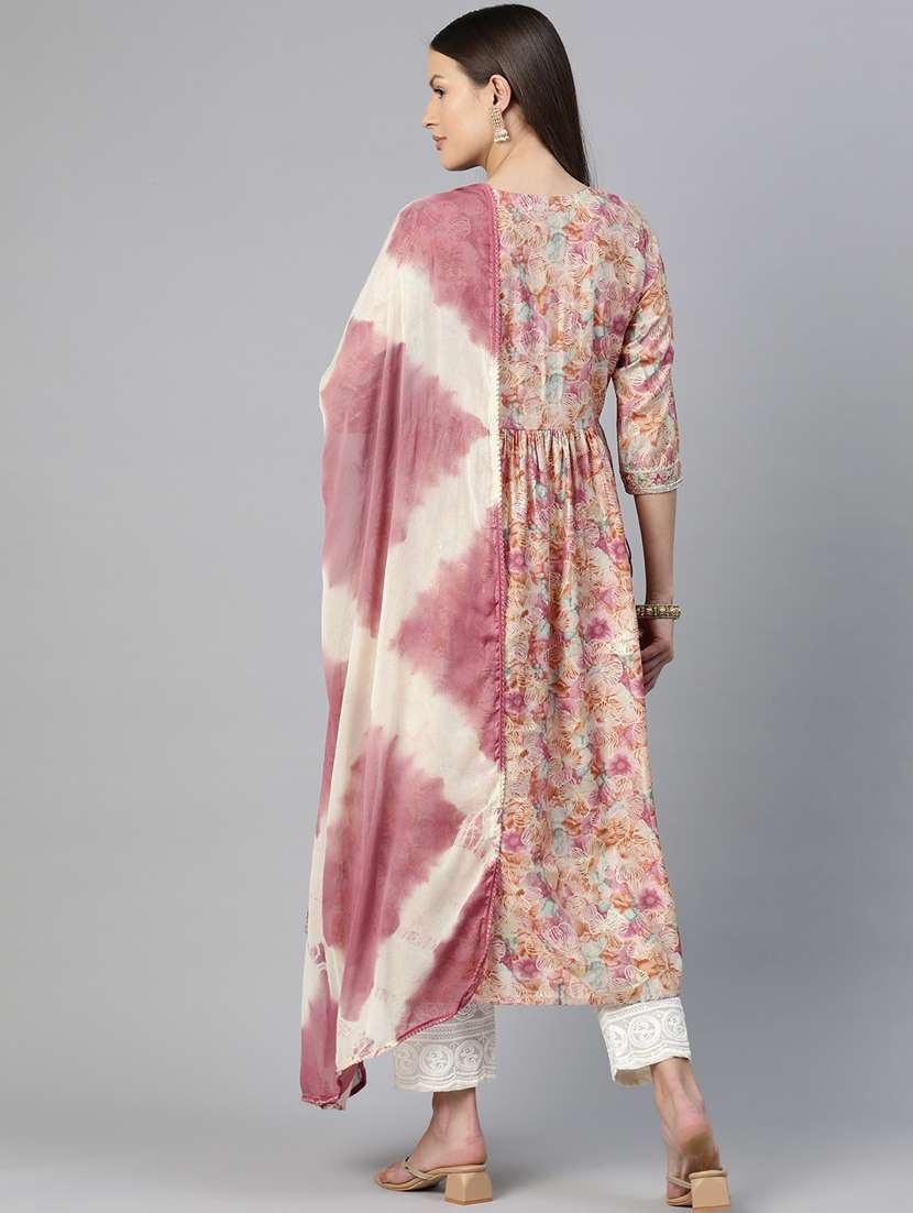 women three quarter sleeve kurta pant with dupatta set - 21031687 -  Standard Image - 3