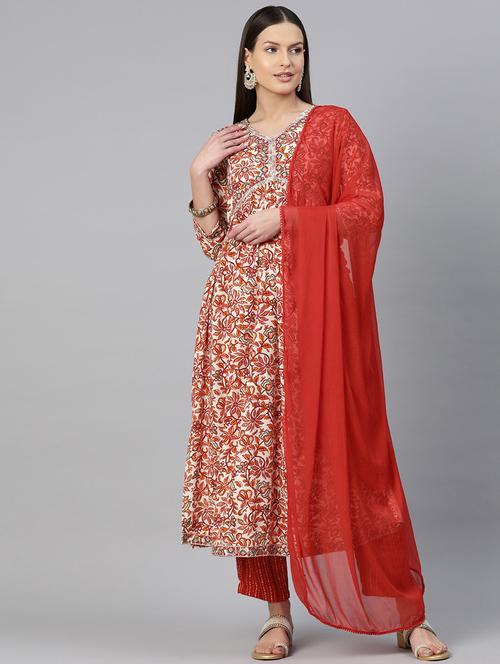 women three quarter sleeve kurta pant with dupatta set - 21031693 - Standard Image - 0