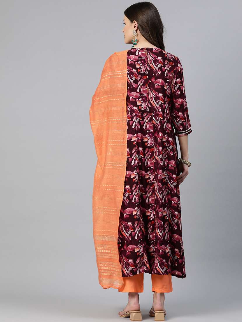 women printed kurta pant suit set - 21031709 -  Standard Image - 3