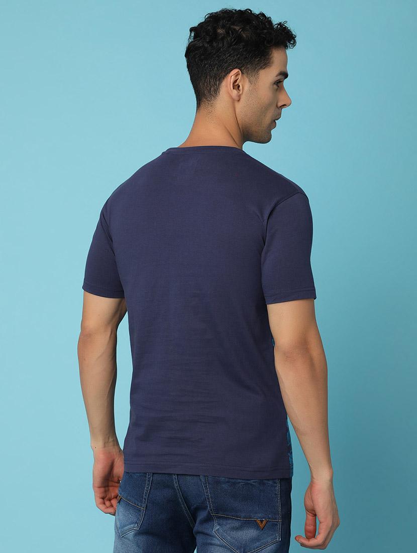 navy blue cotton front print tshirt - 21031879 - Standard Image - 3