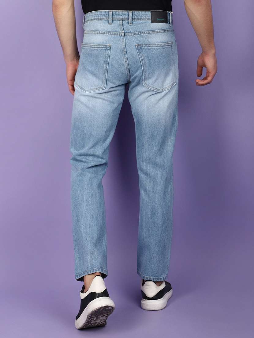 men light blue distressed slim  fit jeans - 21031884 -  Standard Image - 3