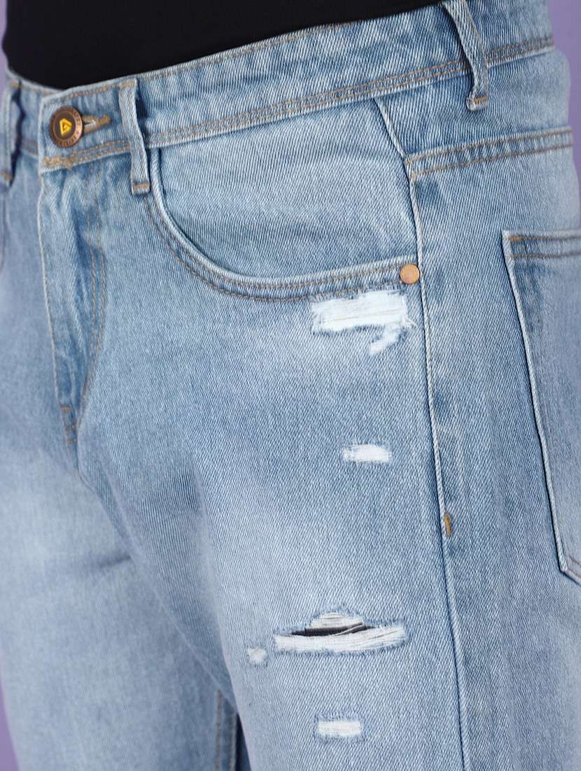 men light blue distressed slim  fit jeans - 21031884 -  Standard Image - 5